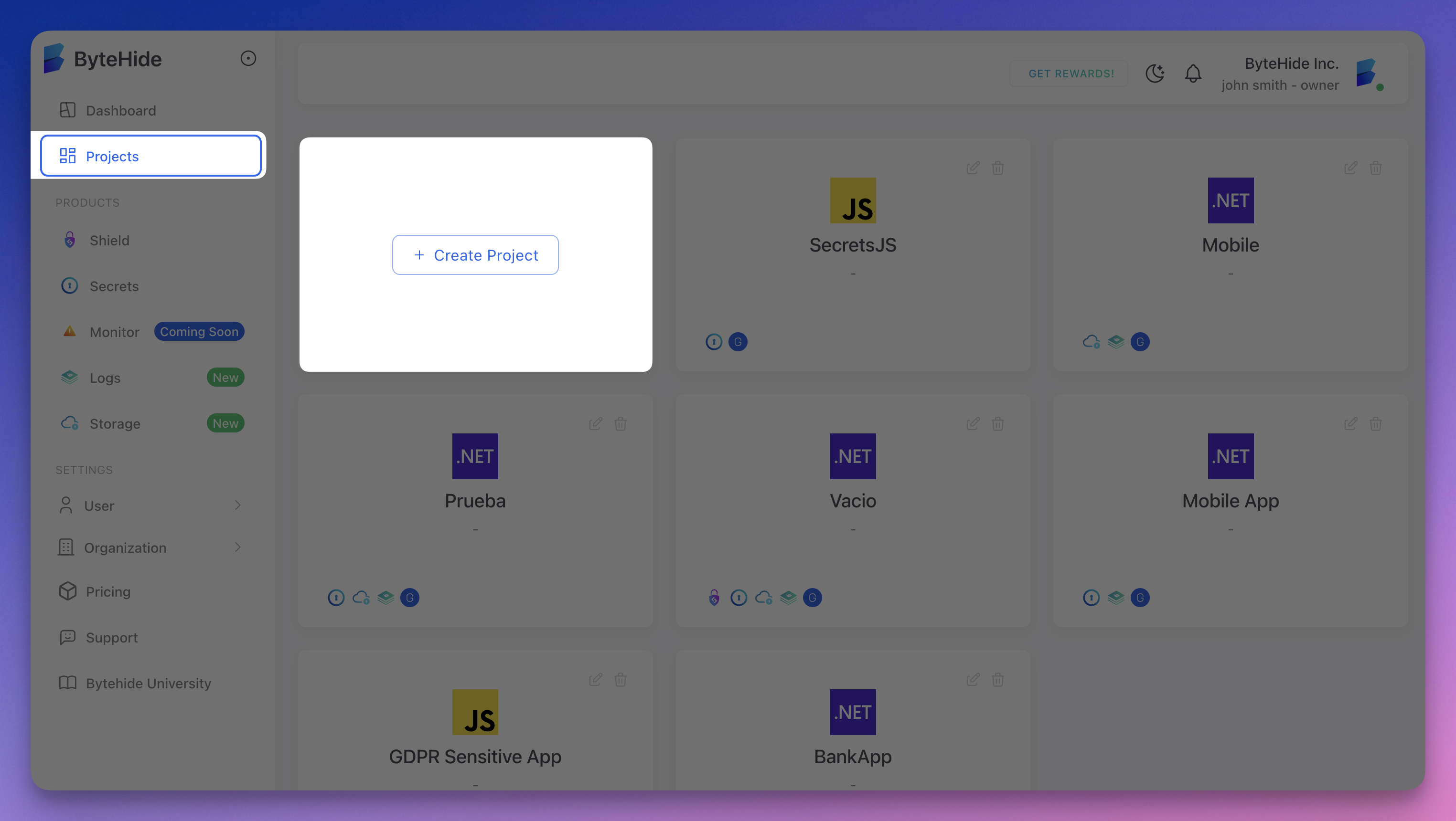 ByteHide Shield Create Project
