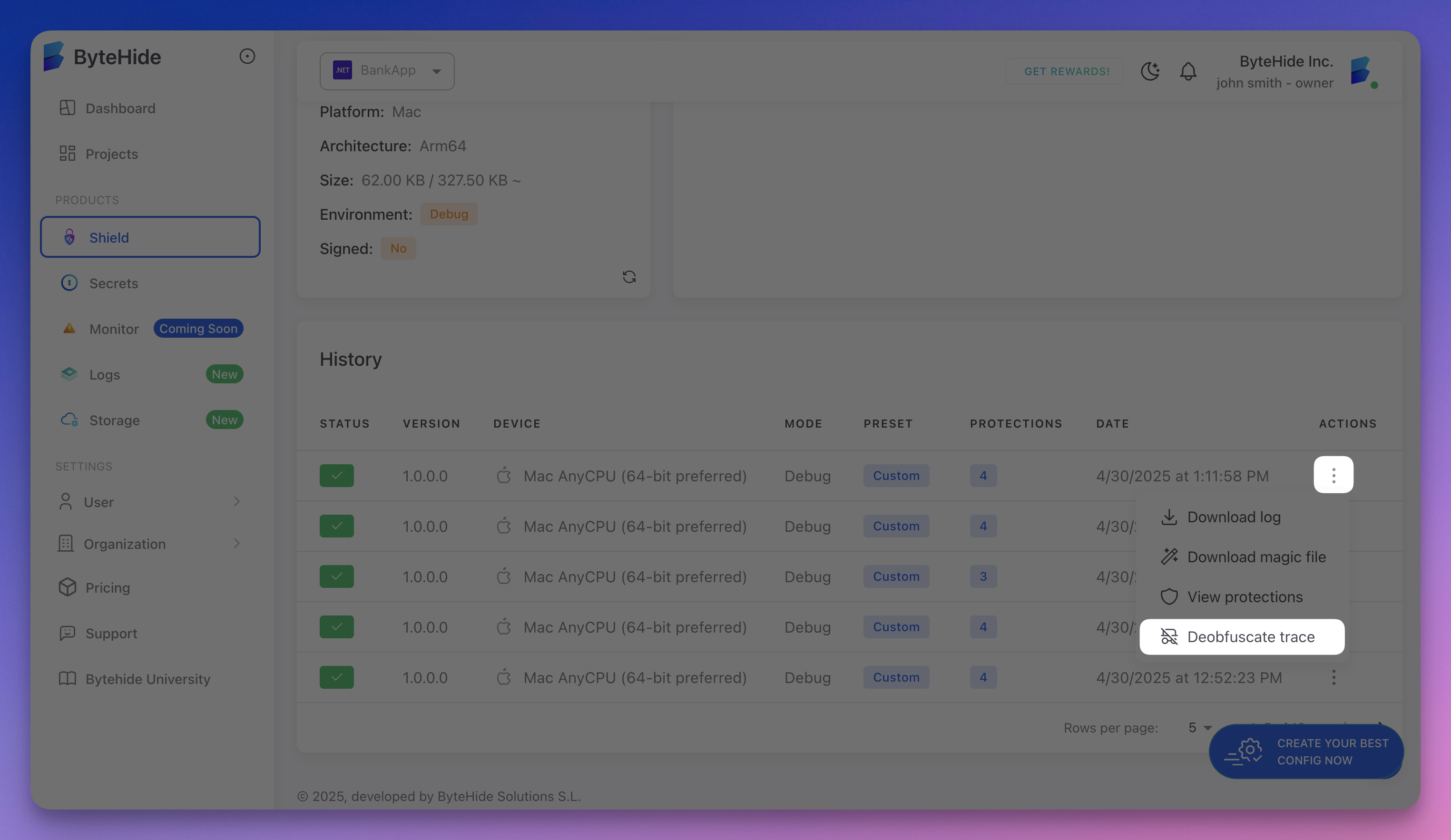 Deobfuscate trace in panel