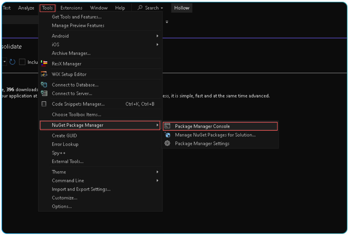 Visual Studio Package Manager Console