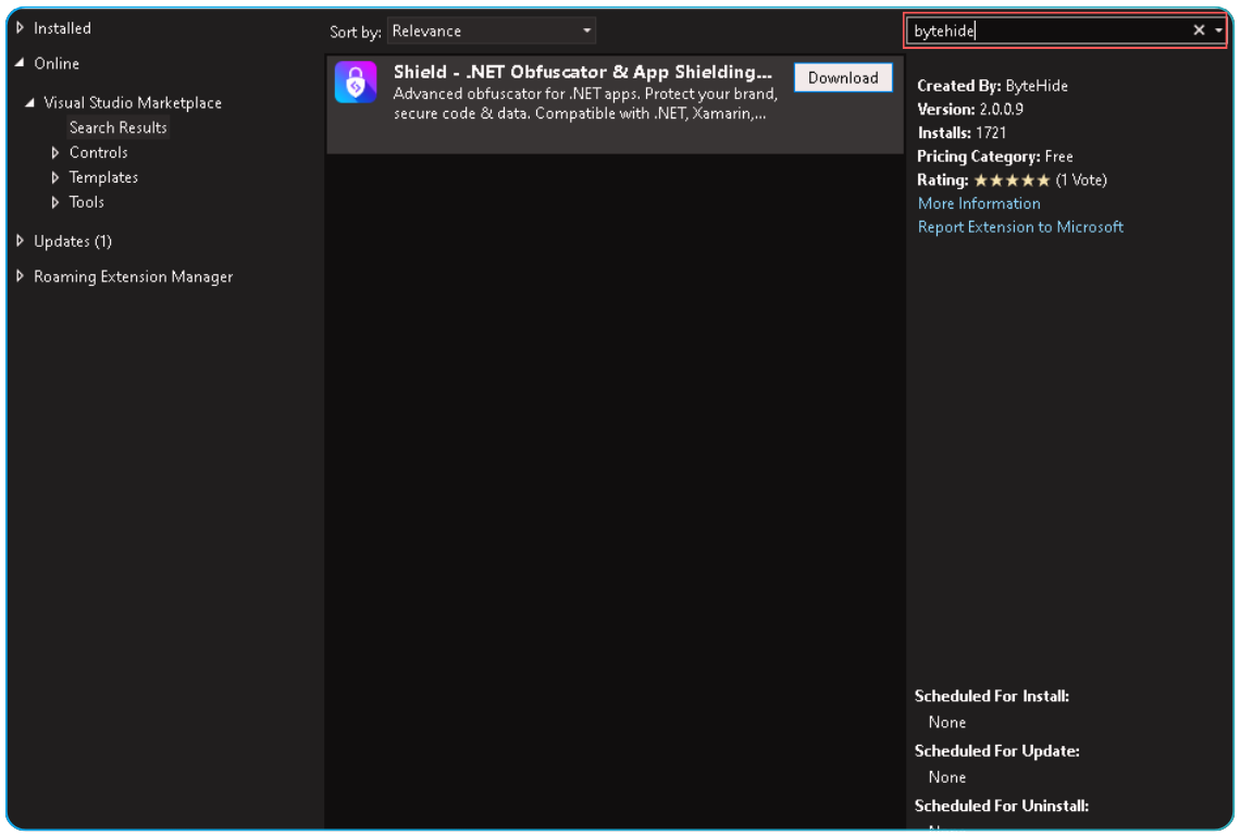 installing shield obfuscator vs extension